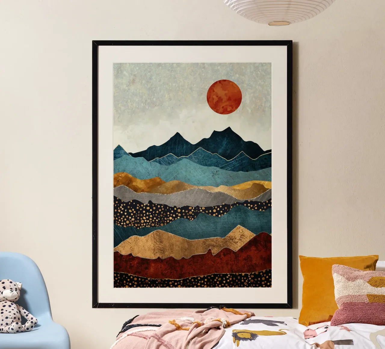 Crepuscolo d'ambra poster con telaio in plastica da book