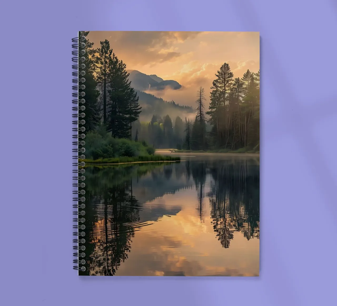 lake reflection mountains spiral notebook by book