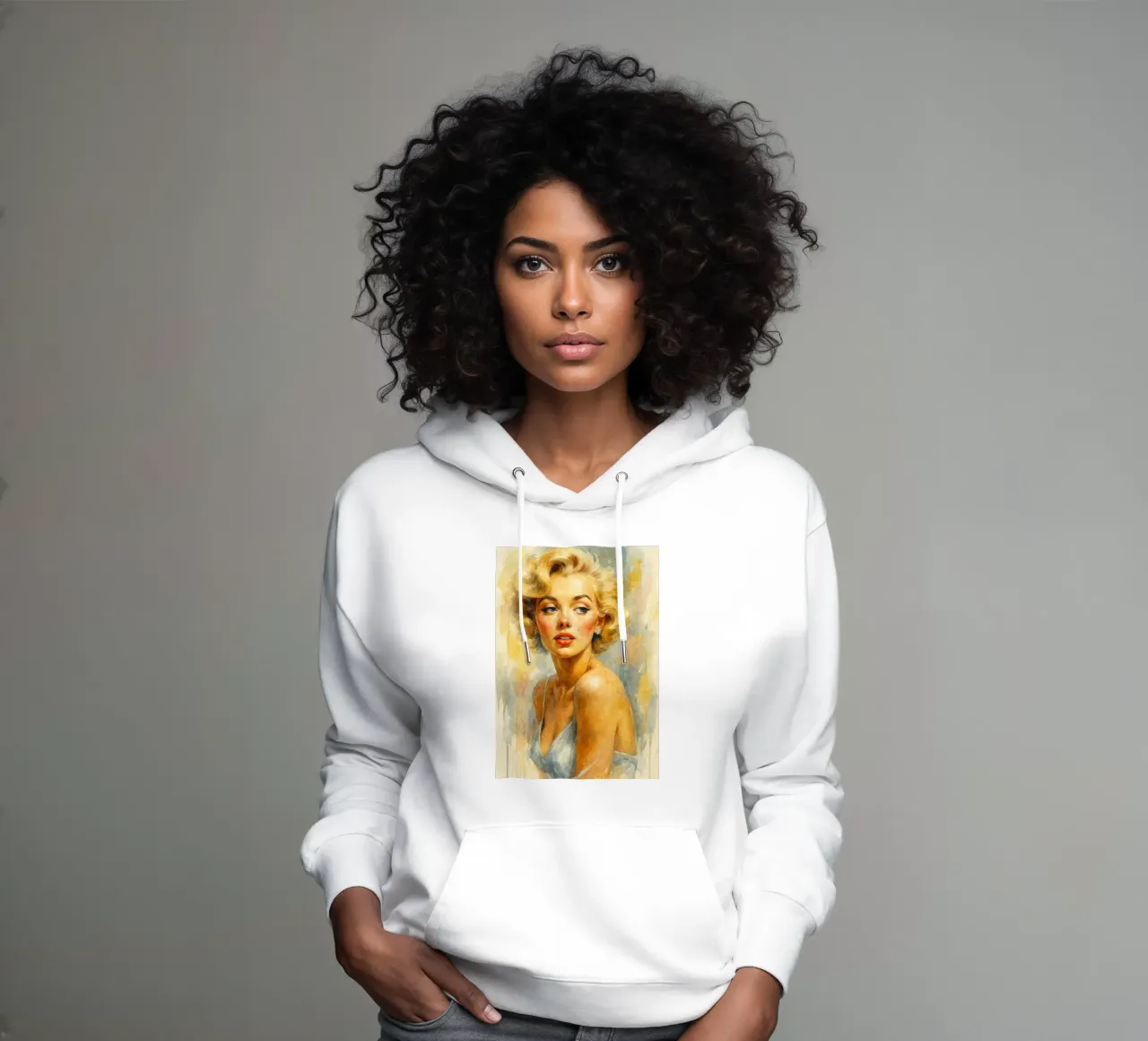 donna retro pittura classica felpa con cappuccio da pakazi