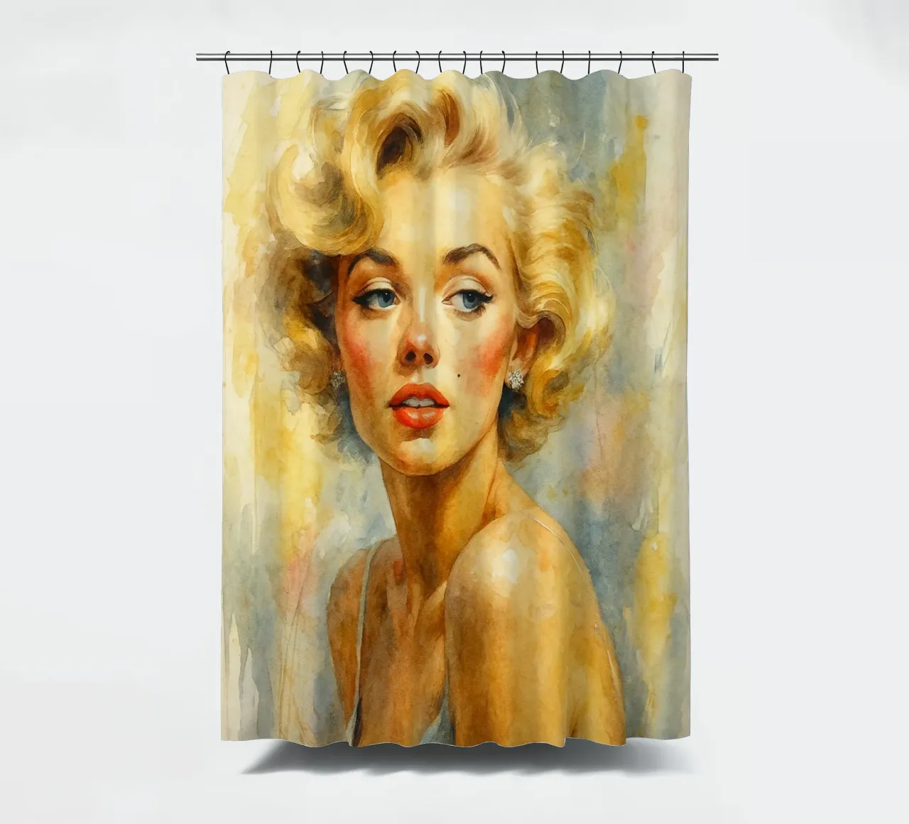 woman retro classic painting shower curtain by pakazi