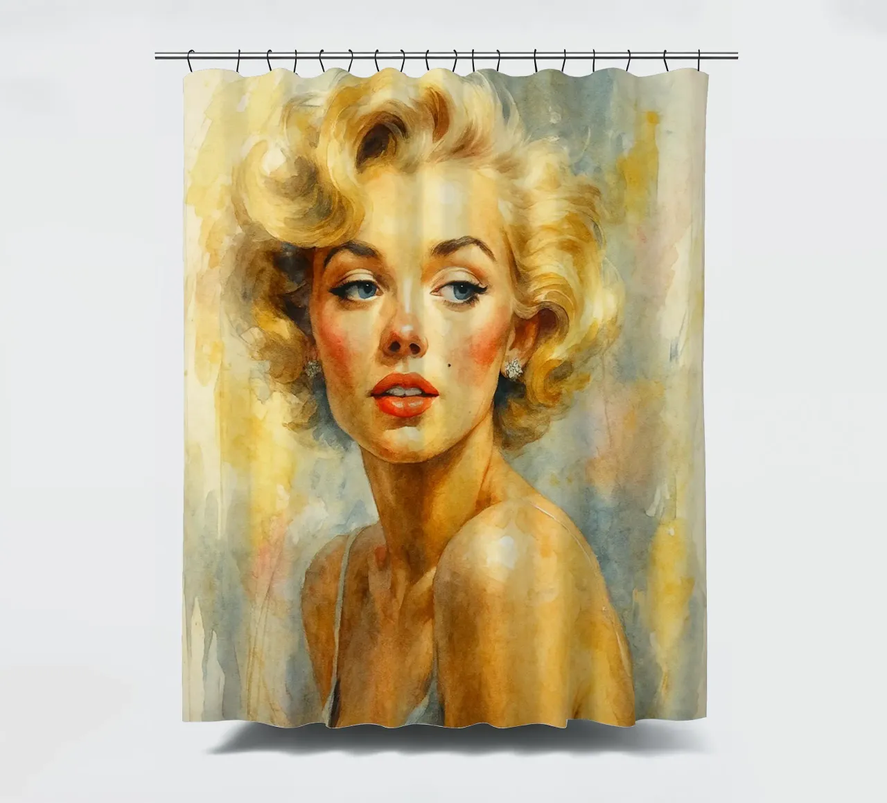 woman retro classic painting shower curtain by pakazi