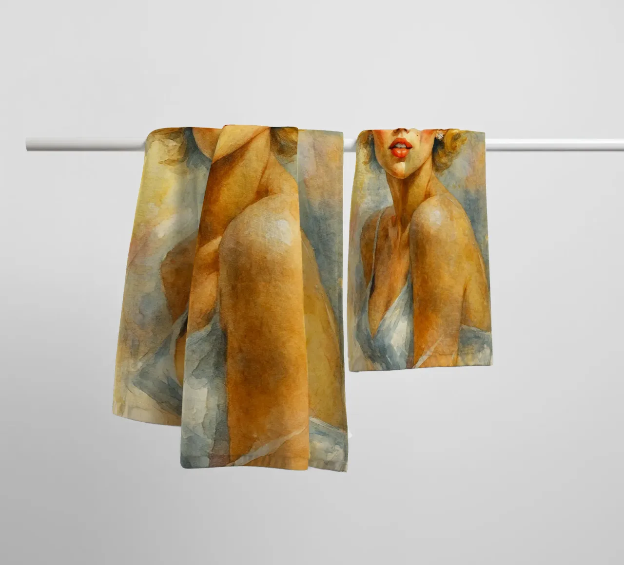 woman retro classic painting towel by pakazi