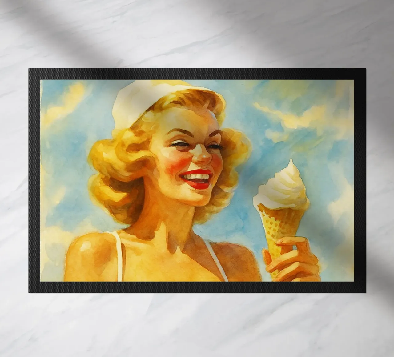 donne e gelato pittura classica retrò zerbino da pakazi