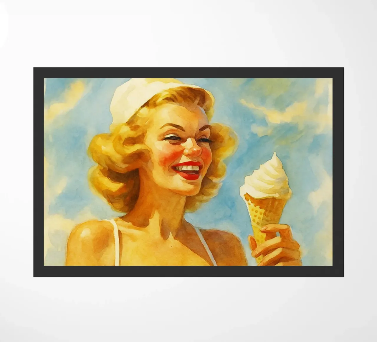 donne e gelato pittura classica retrò zerbino da pakazi