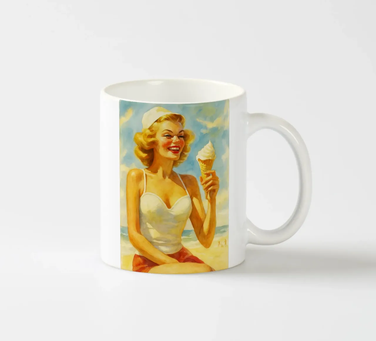 donne e gelato pittura classica retrò tazza in ceramica da pakazi