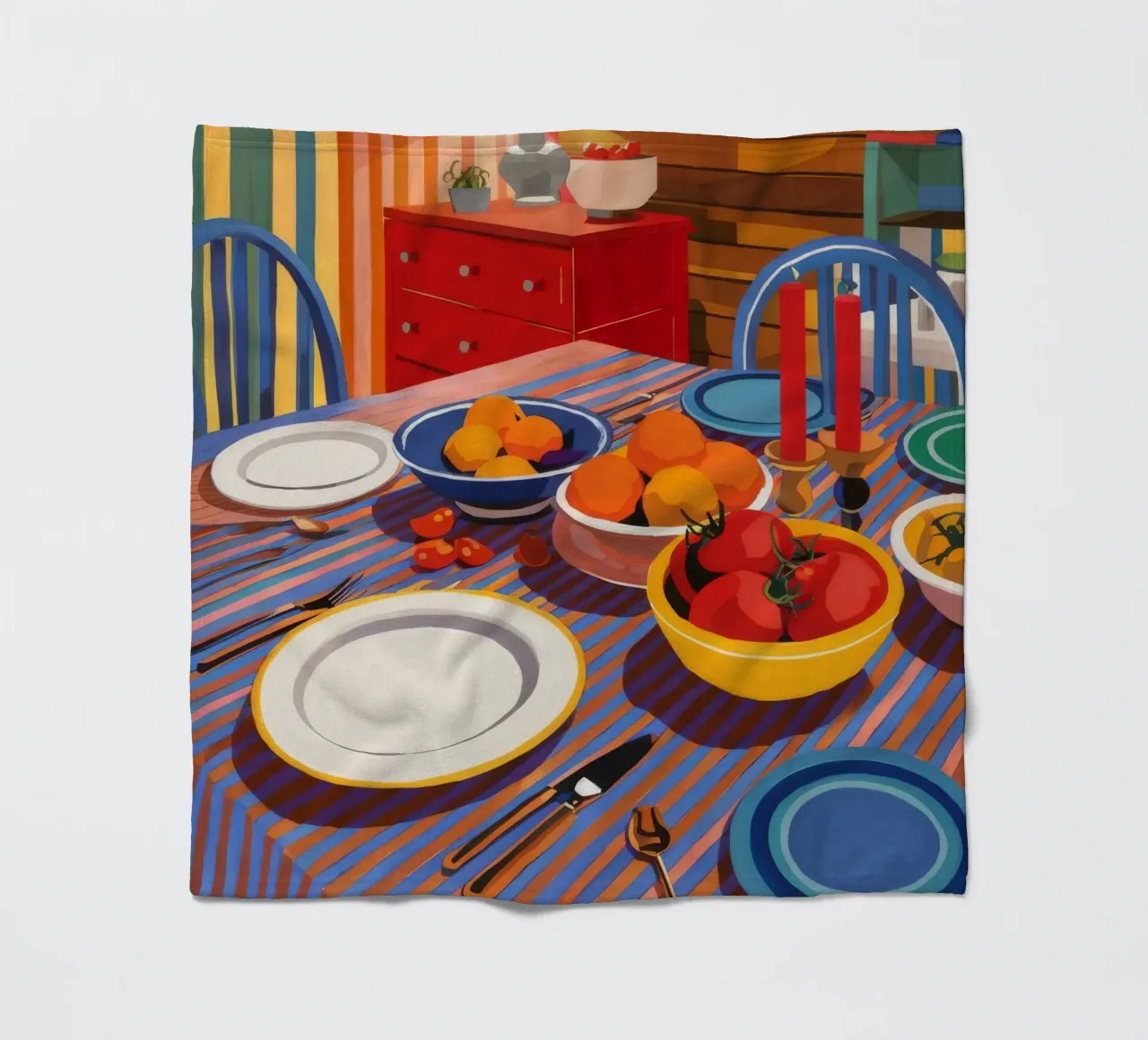 Sala da pranzo cromatica coperta in pile da Dawn Light