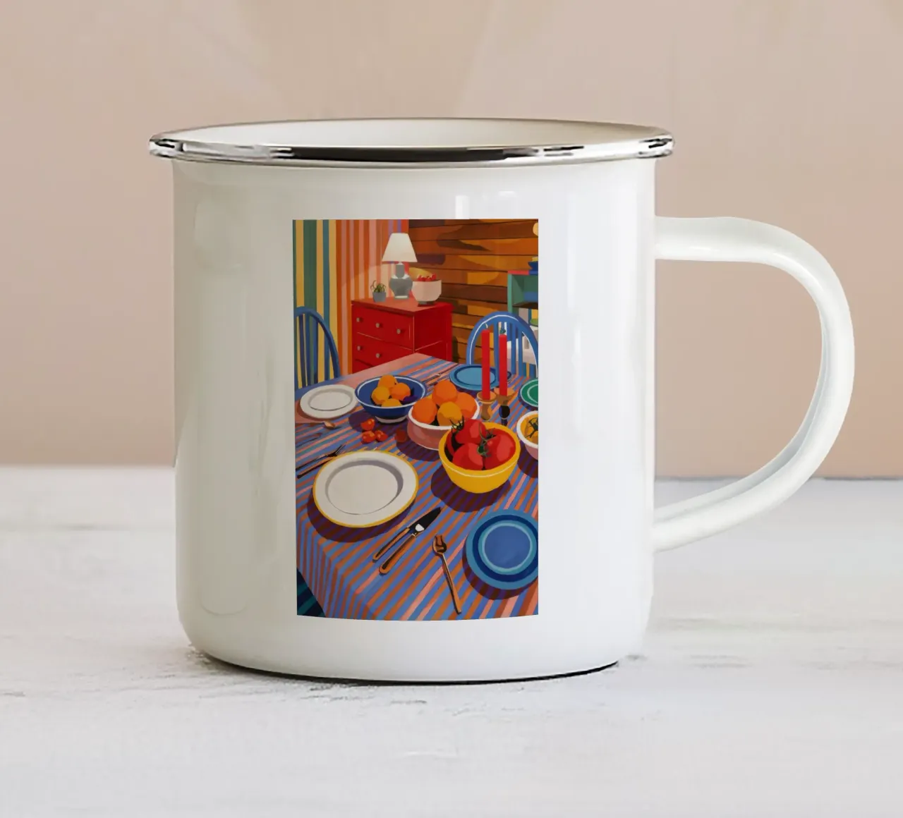 Sala da pranzo cromatica tazza in smalto da Dawn Light