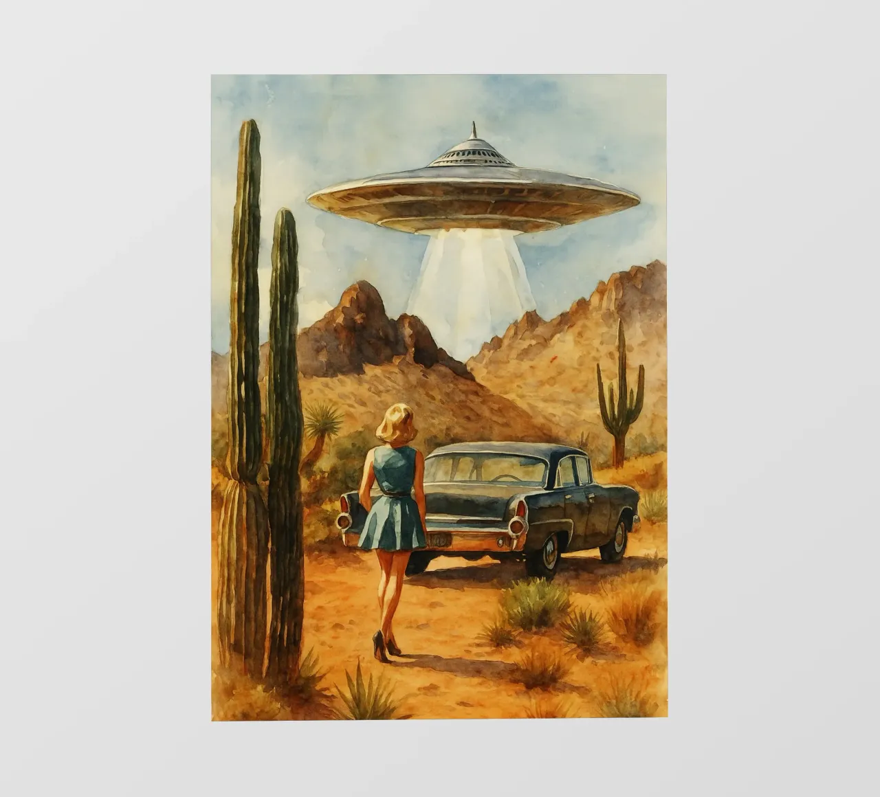 donne e ufo disegno retrò pellicola backlit da pakazi