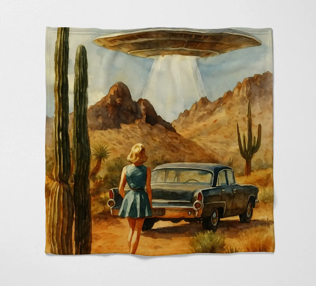 donne e ufo disegno retrò coperta in pile da pakazi