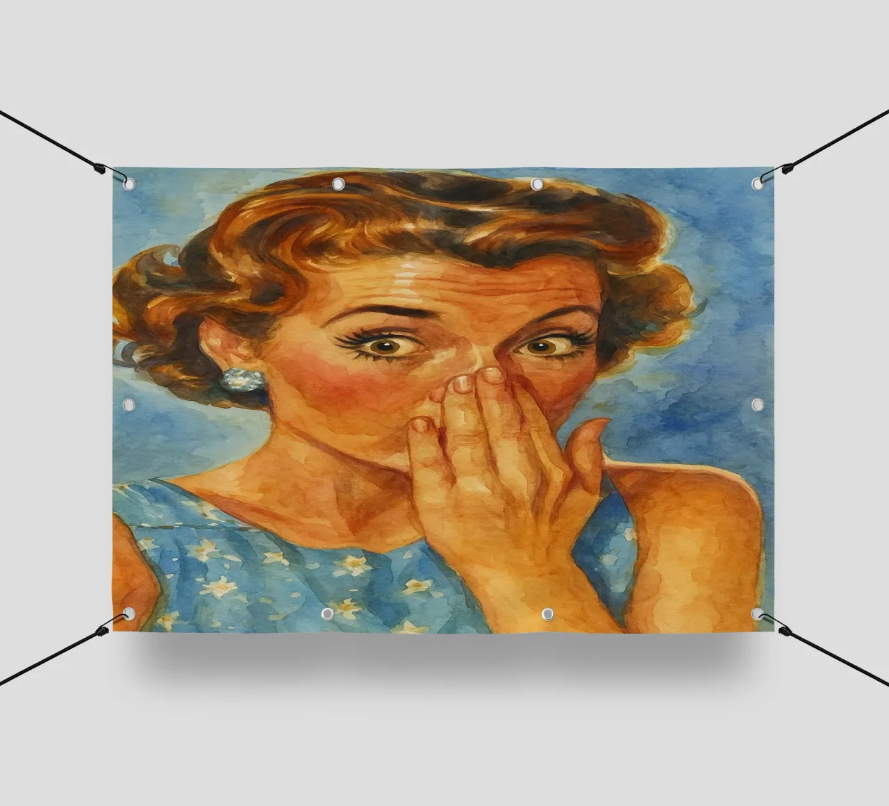 donne faccia cattivo odore in bagno retro pittura classica telo in pvc da pakazi