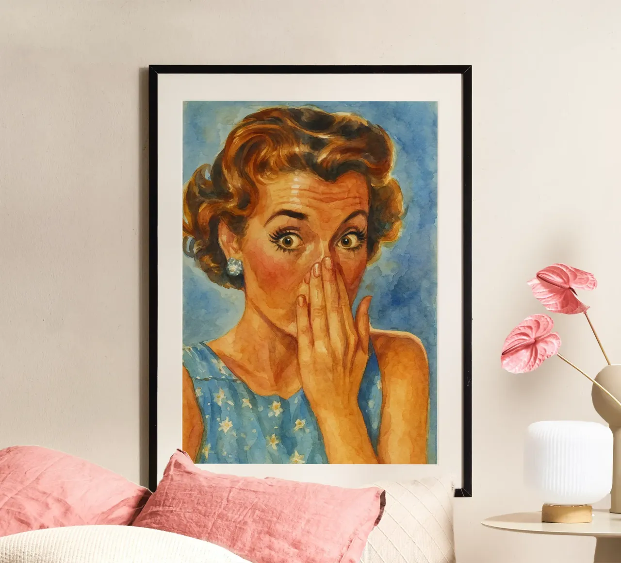donne faccia cattivo odore in bagno retro pittura classica carta hahnemühle da pakazi
