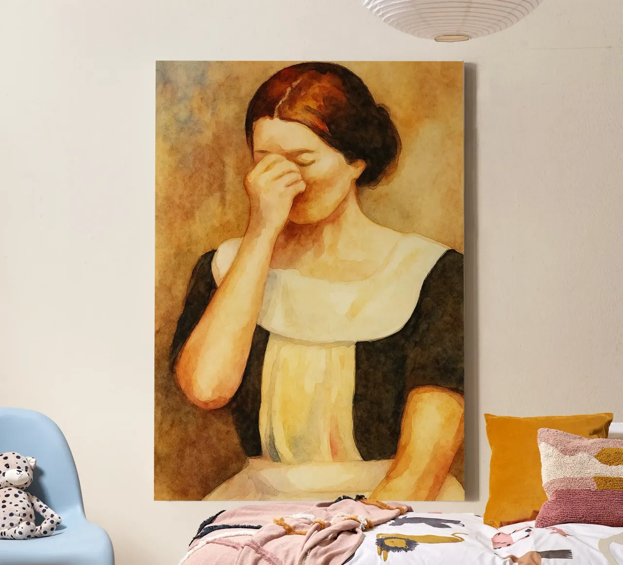 donne viso bas odore strano bagno tela con Cornice a cassetta da pakazi