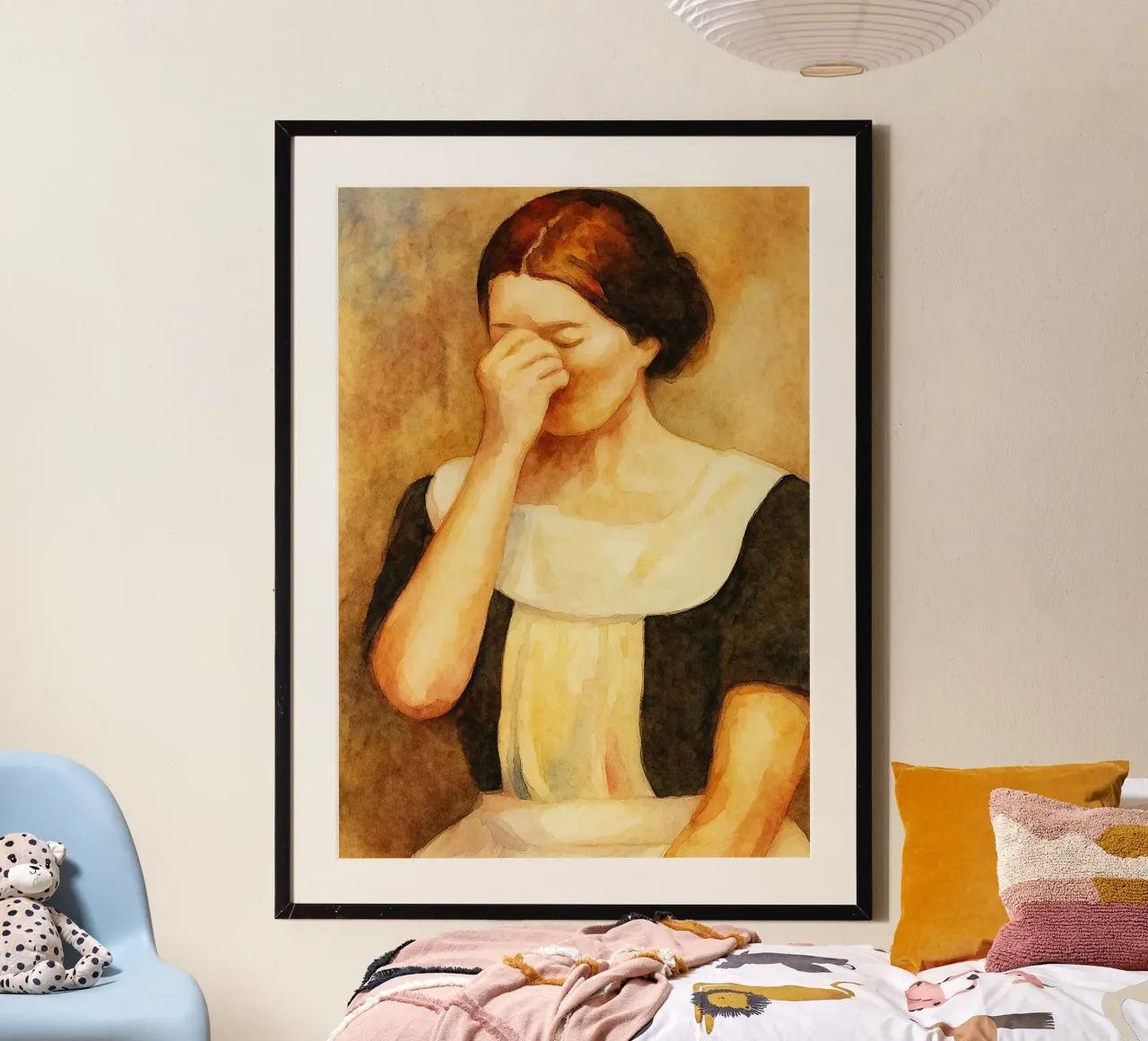donne viso bas odore strano bagno poster con telaio in alluminio da pakazi
