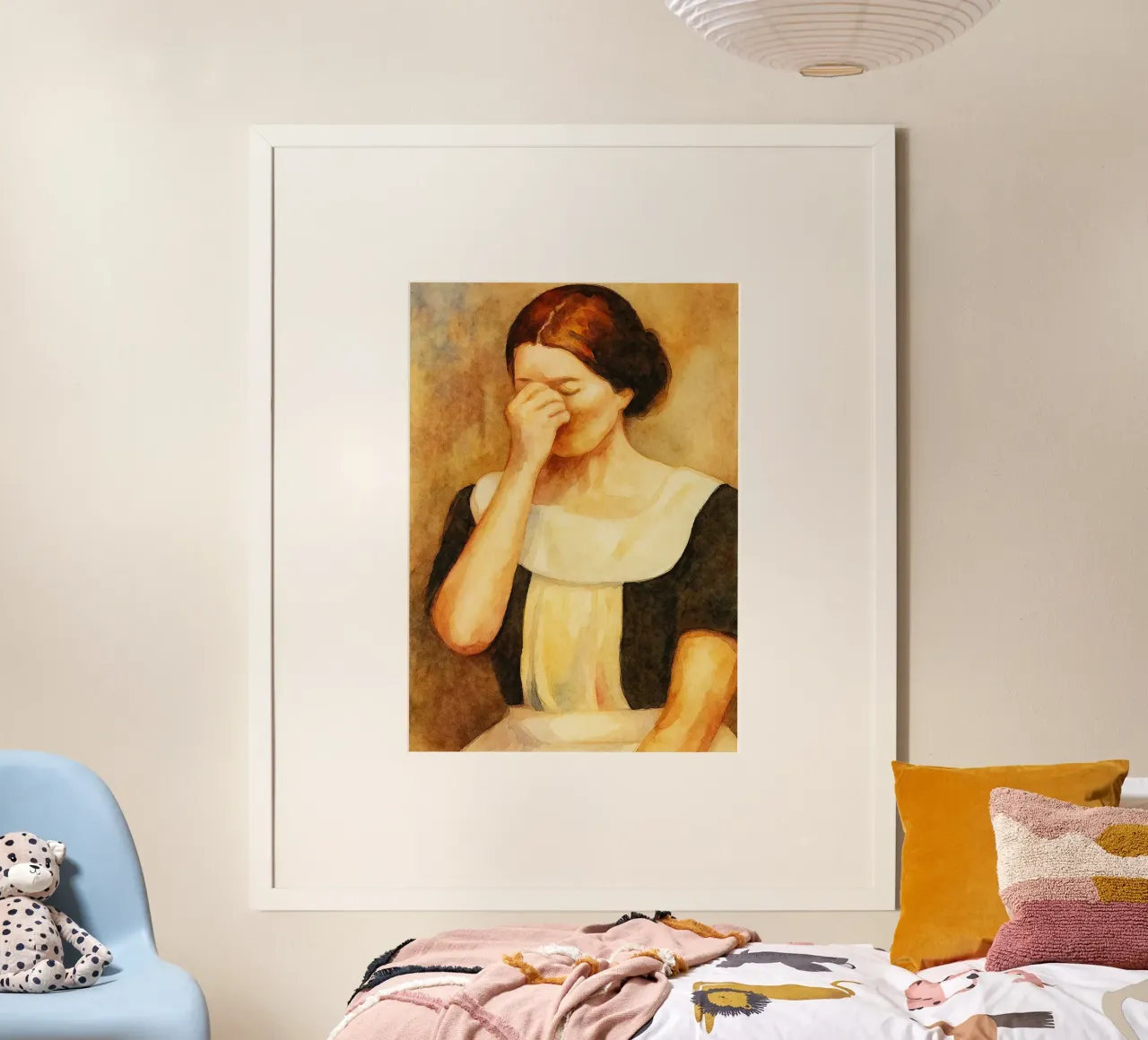 donne viso bas odore strano bagno poster con telaio in alluminio da pakazi