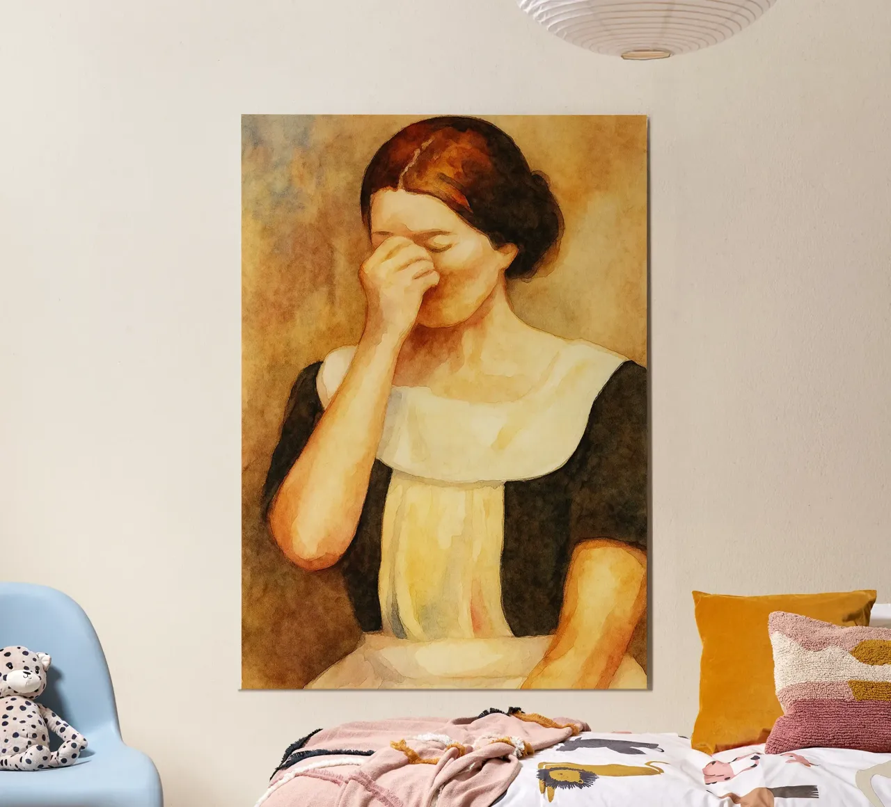 donne viso bas odore strano bagno poster con telaio in alluminio da pakazi