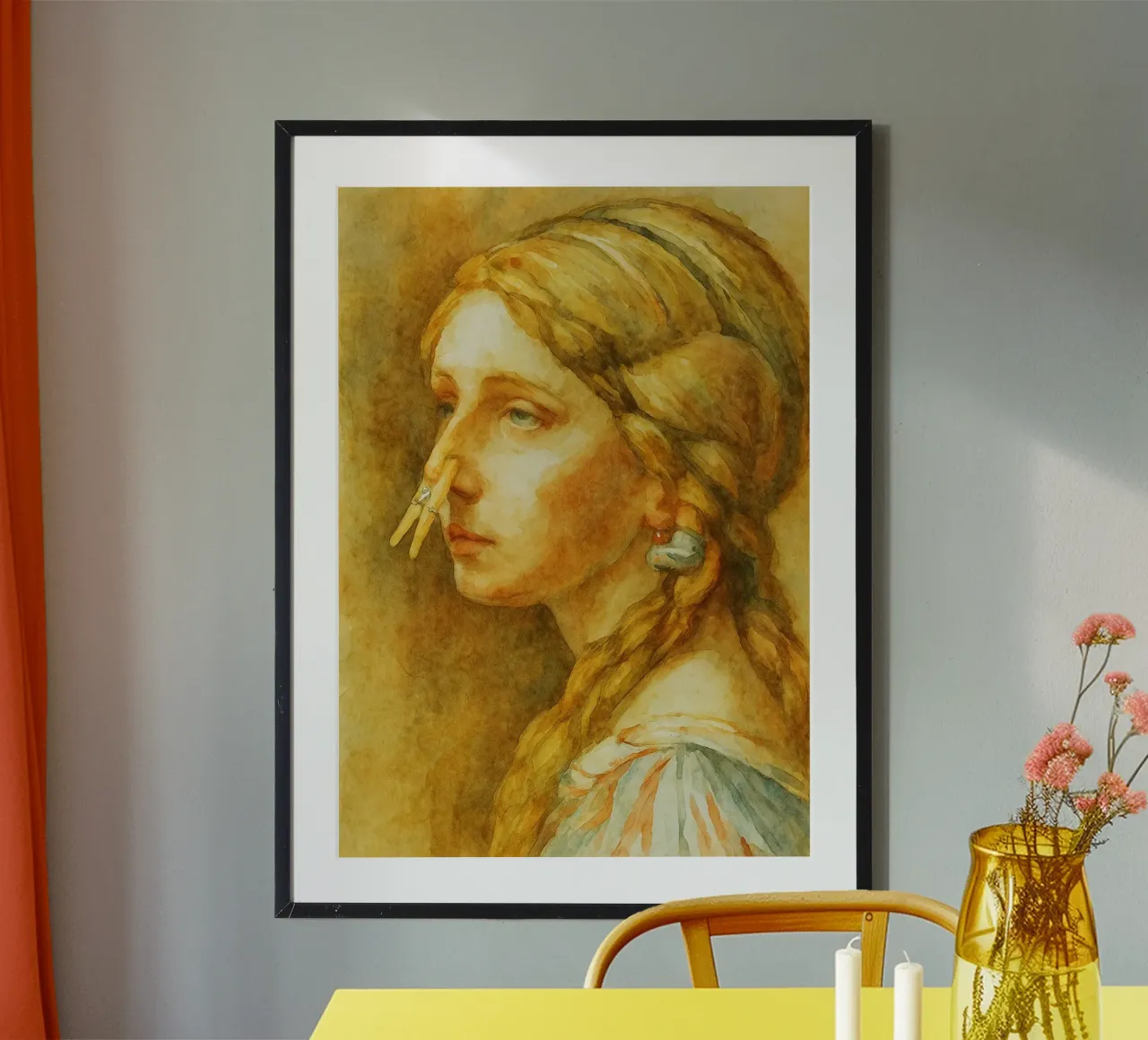 donne faccia pizzicare un naso divertente bagno poster da pakazi