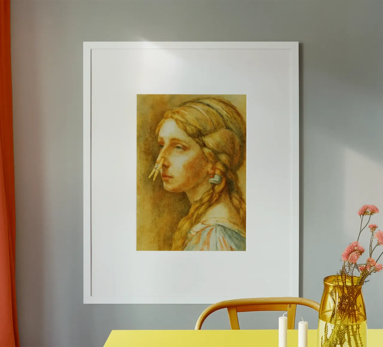 donne faccia pizzicare un naso divertente bagno poster da pakazi