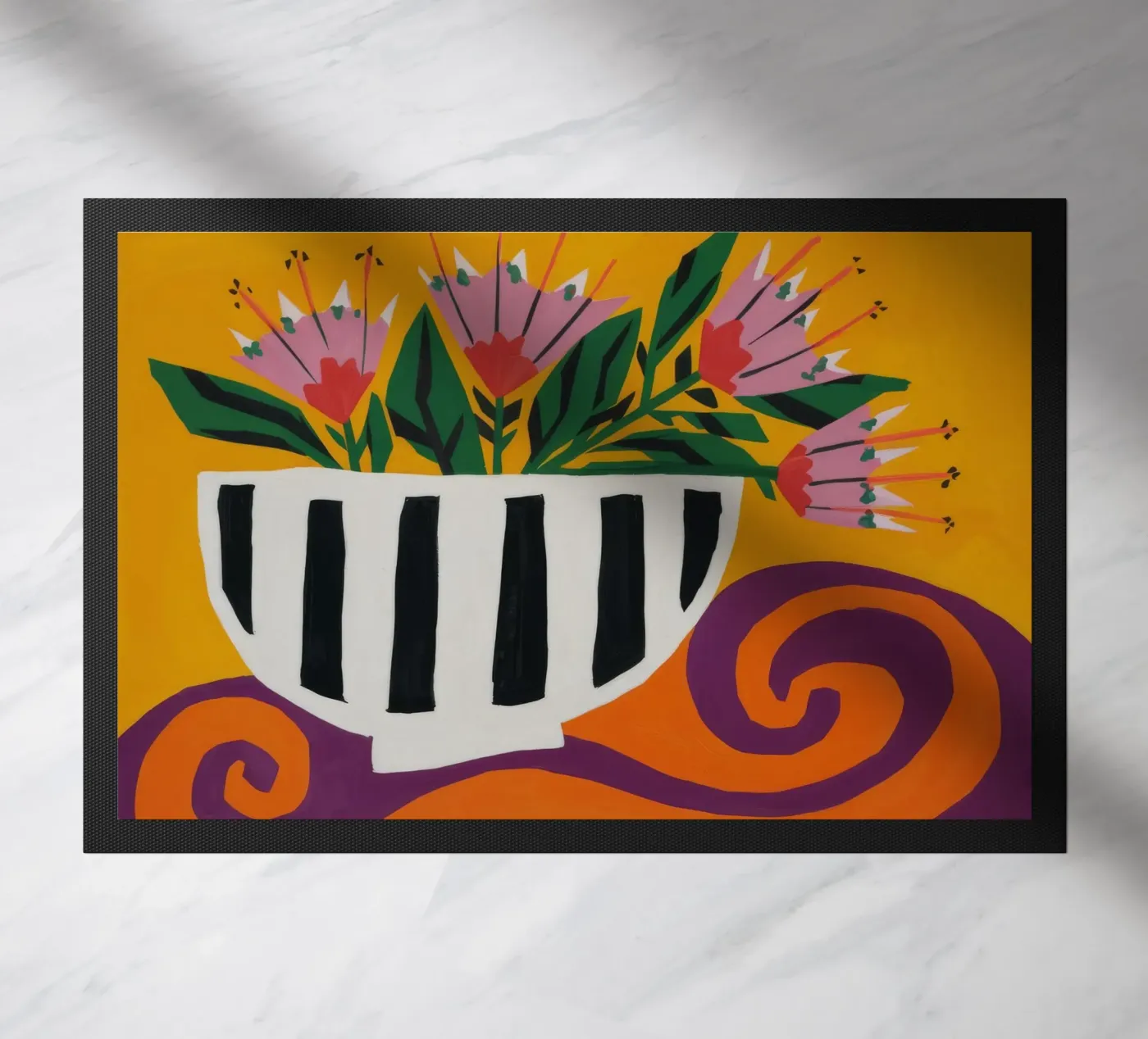 Striped Bloom Whimsy doormat by Dawn Light