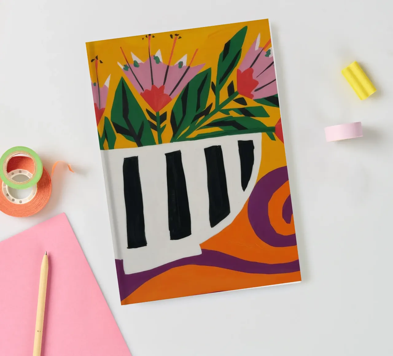 Striped Bloom Whimsy notebook by Dawn Light