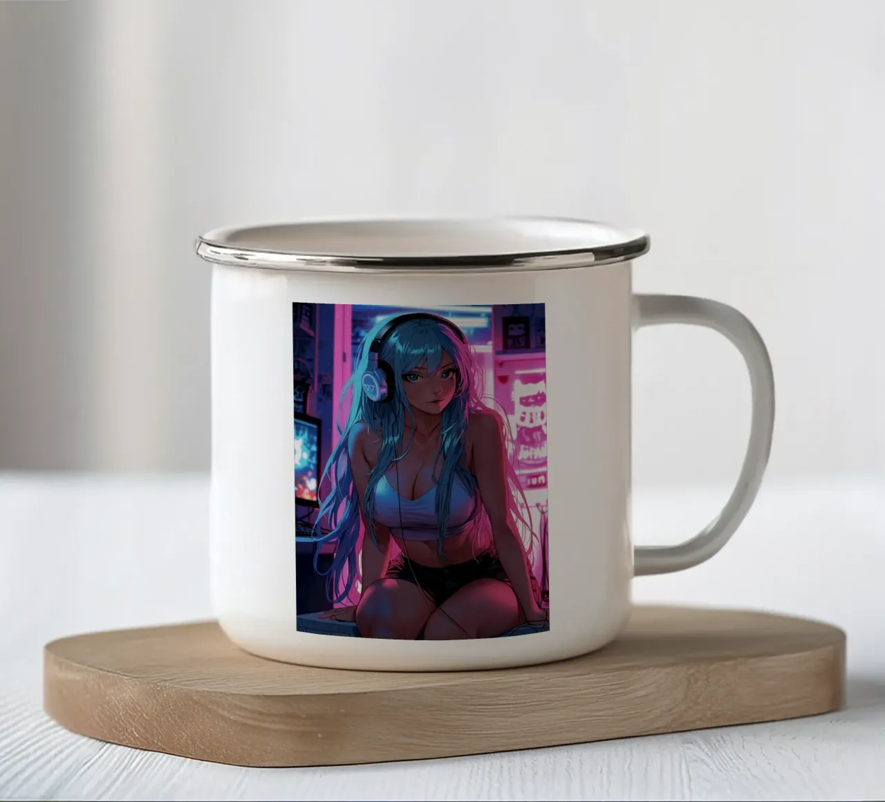 Bella ragazza Anime tazza in smalto da Fleur de Lys