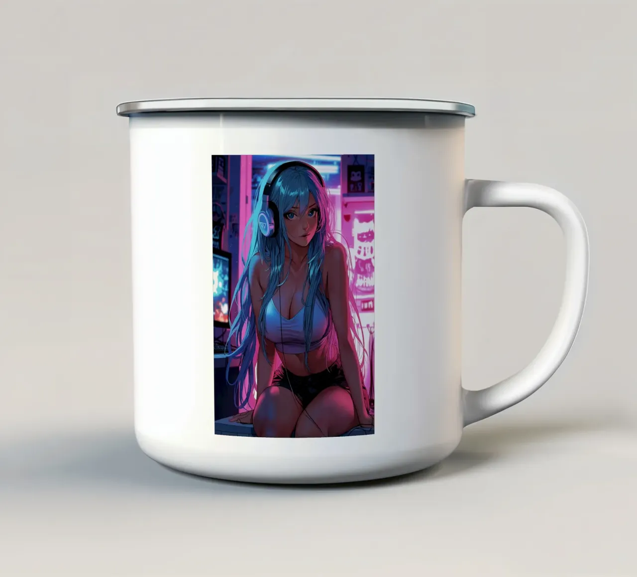Bella ragazza Anime tazza in smalto da Fleur de Lys