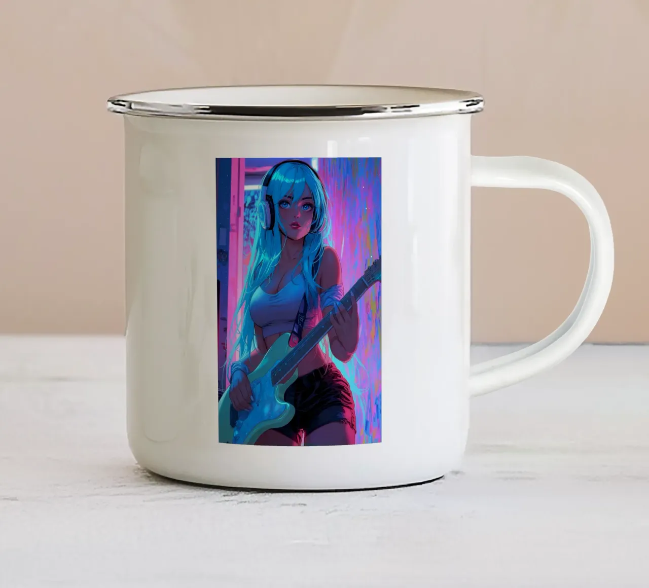 Bella ragazza Anime tazza in smalto da Fleur de Lys