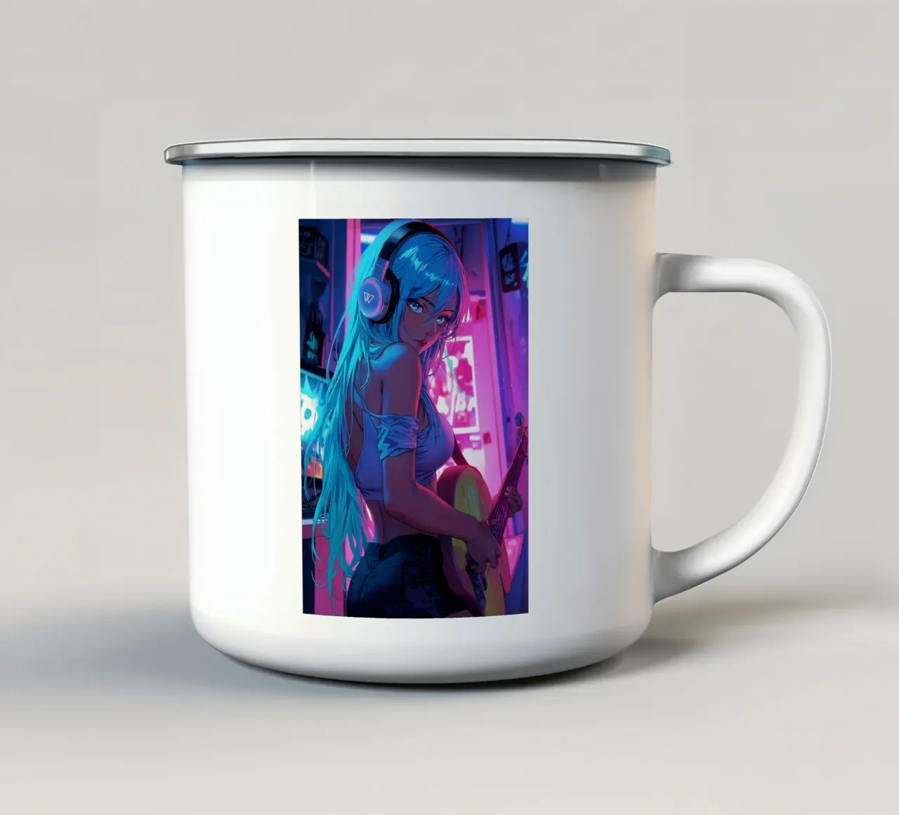 Bella ragazza Anime tazza in smalto da Fleur de Lys