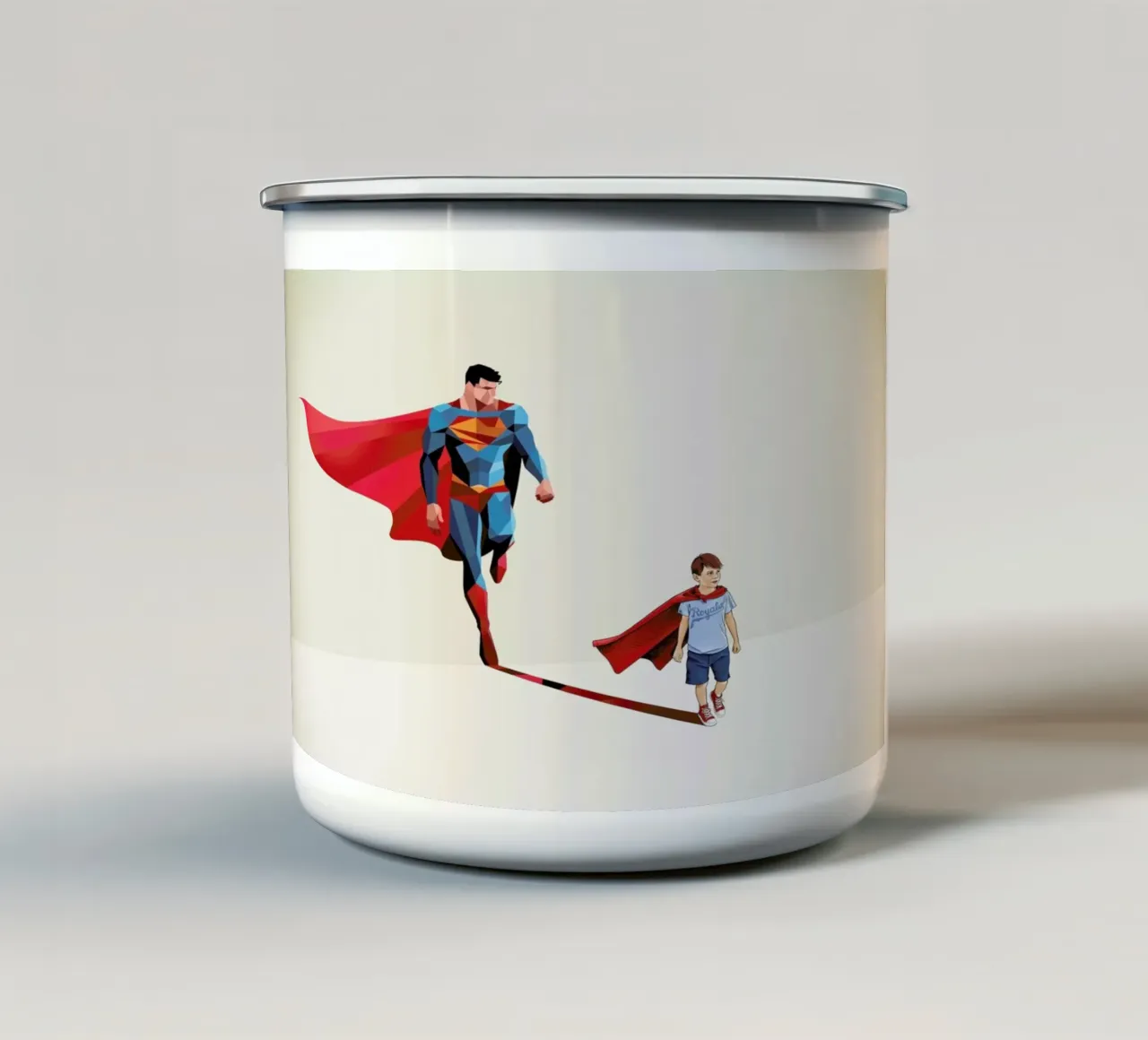 Super Shadows Boy Of Tomorrow tazza in smalto da Jason Ratliff