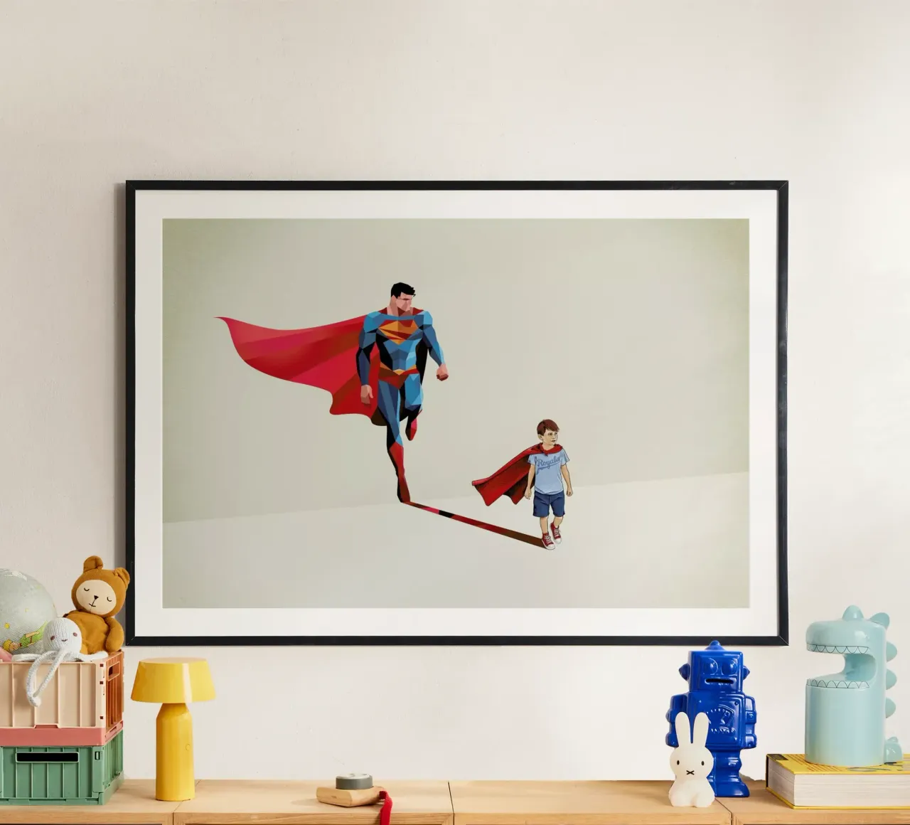 Super Shadows Boy Of Tomorrow poster con telaio in legno da Jason Ratliff