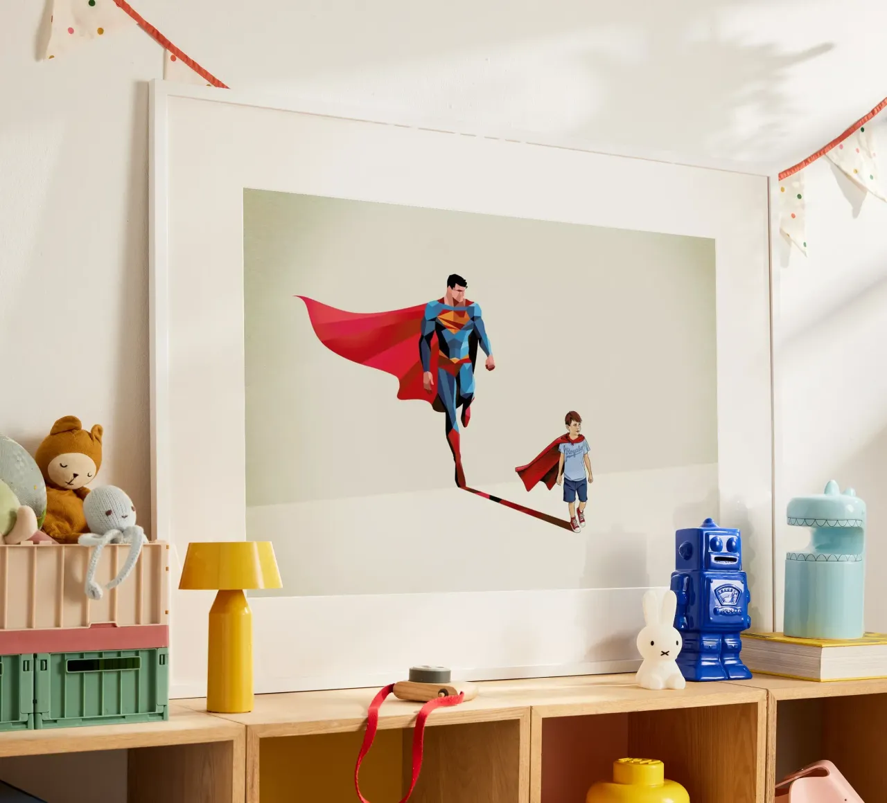 Super Shadows Boy Of Tomorrow poster con telaio in legno da Jason Ratliff