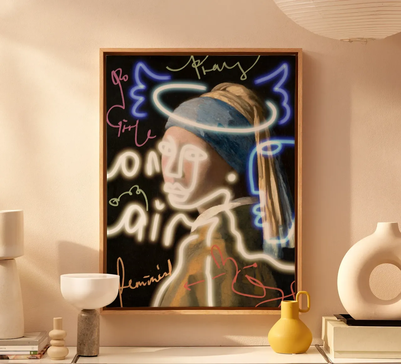 Potere al neon per le ragazze tela con Cornice a cassetta da Little Dean