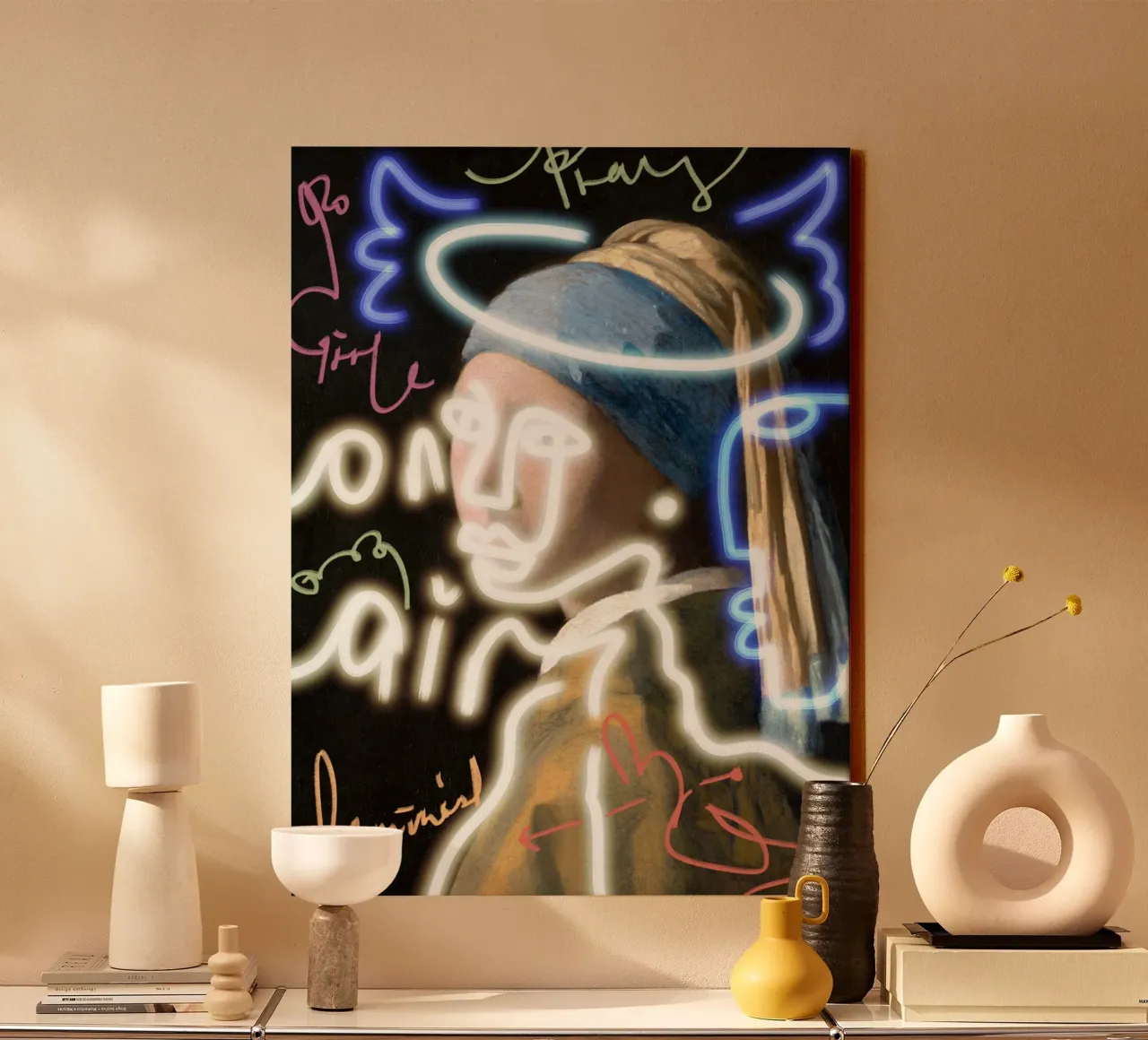 Potere al neon per le ragazze tela con Cornice a cassetta da Little Dean