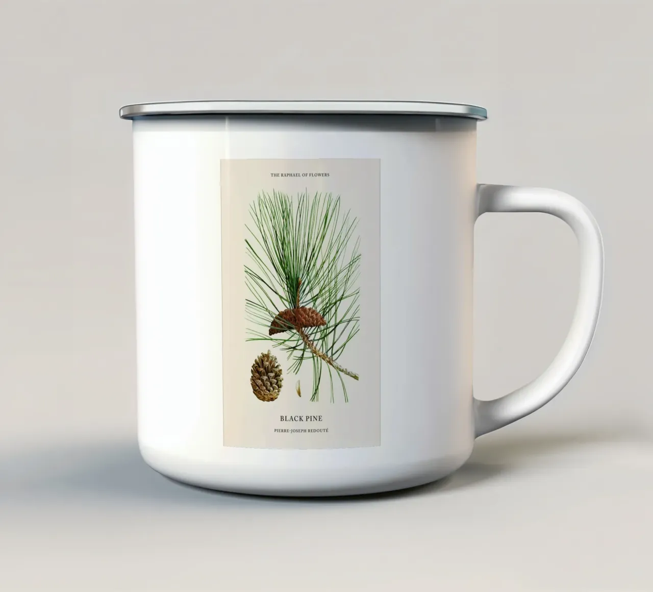Pierre-Joseph Redouté - Black Pine tazza in smalto da Vintage by JUNIQE