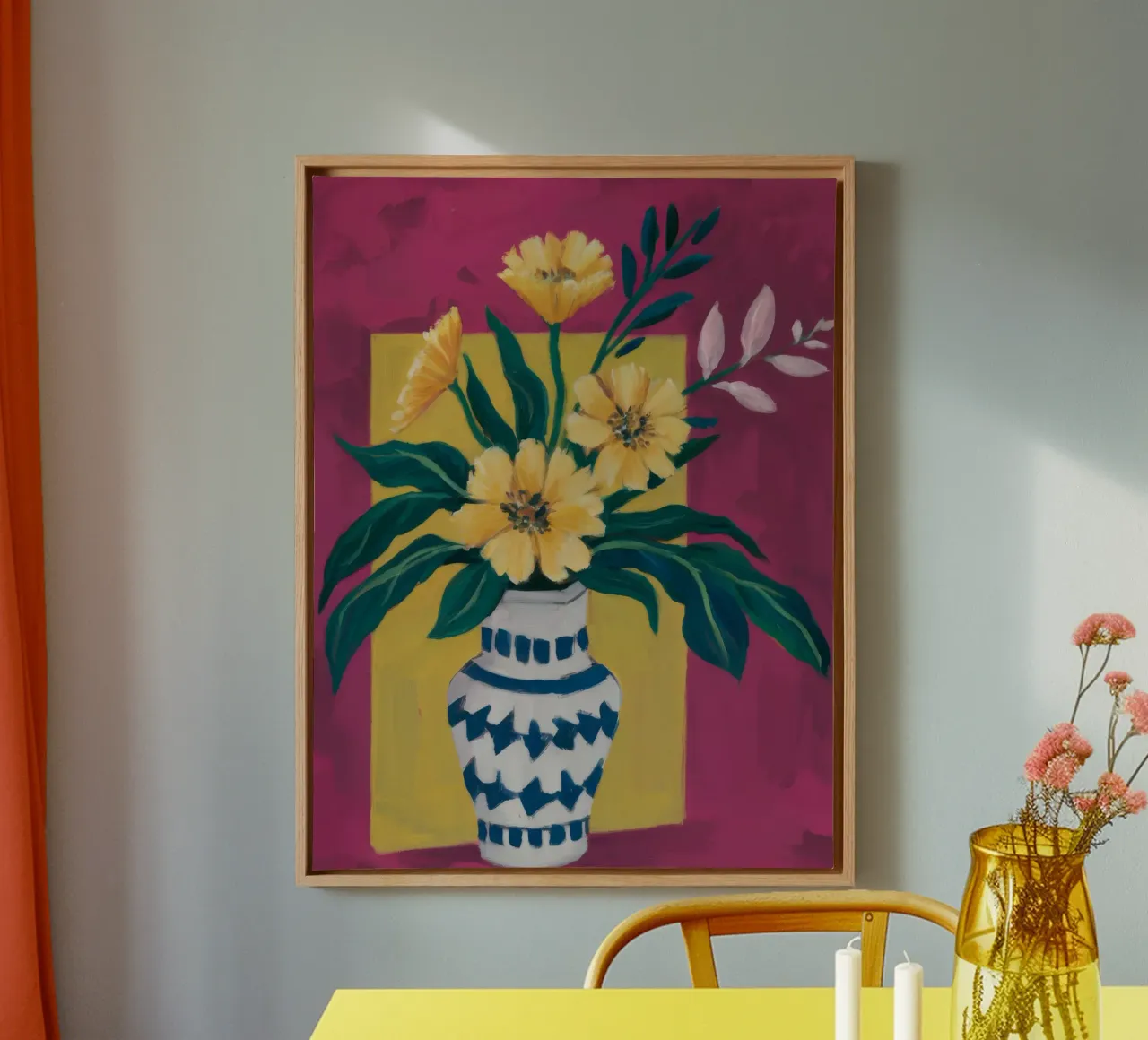 Azure Vase Vibrancy canvas with Floater frame by Fable Tempa