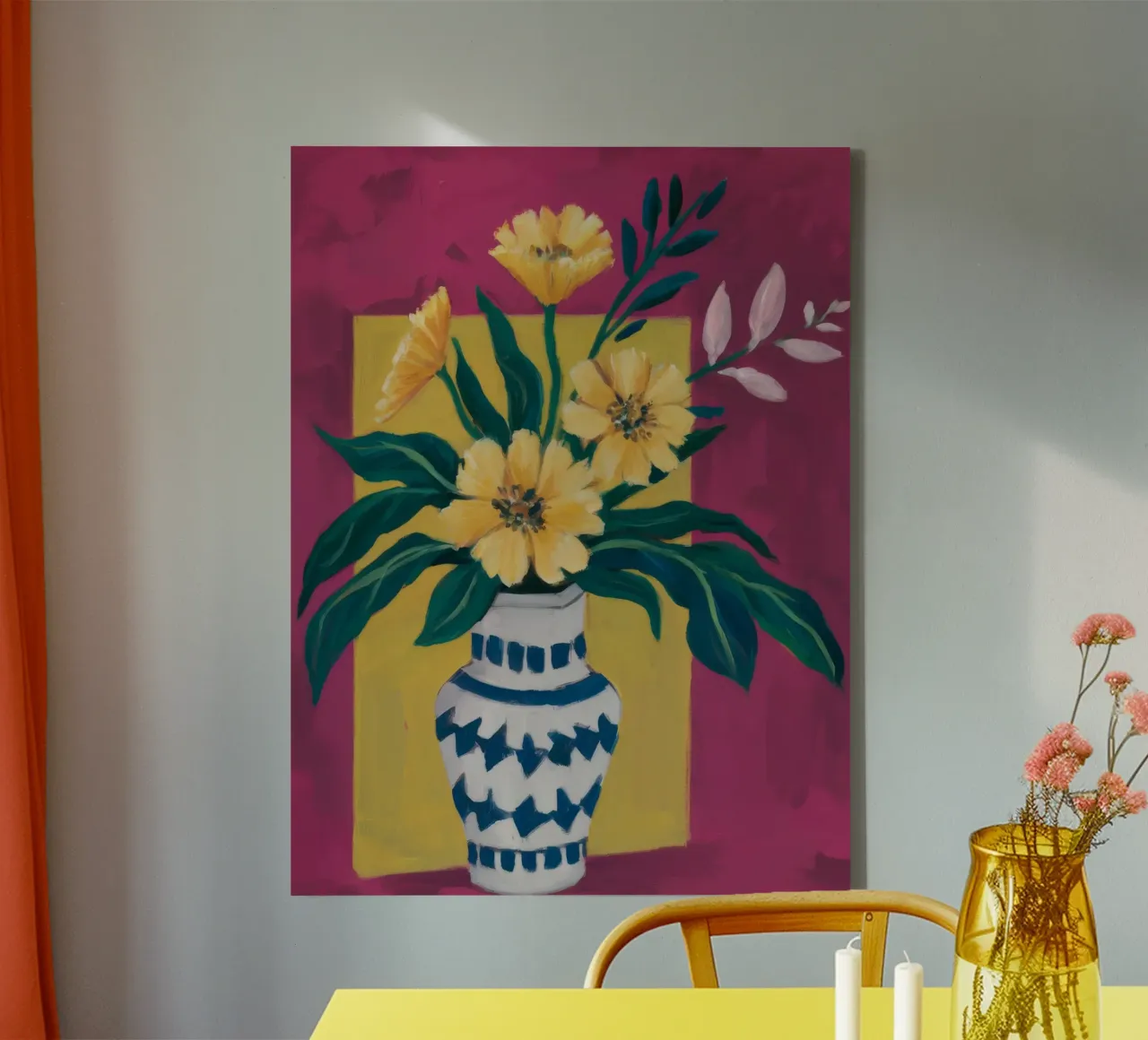 Azure Vase Vibrancy canvas with Floater frame by Fable Tempa