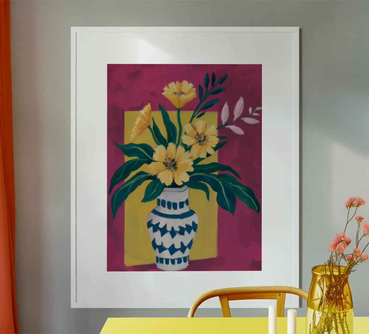 Vaso Azzurro Vibrancy poster con telaio in legno da Fable Tempa
