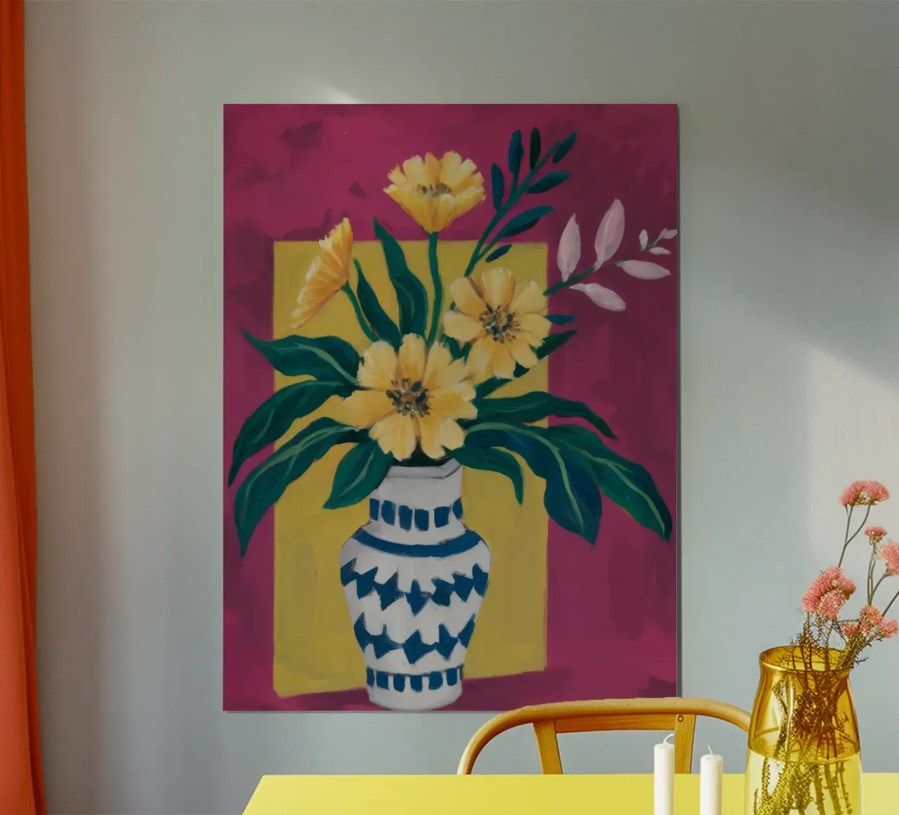 Vaso Azzurro Vibrancy poster con telaio in legno da Fable Tempa