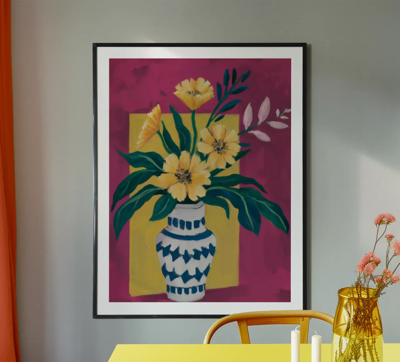 Vaso Azzurro Vibrancy poster con telaio in legno da Fable Tempa