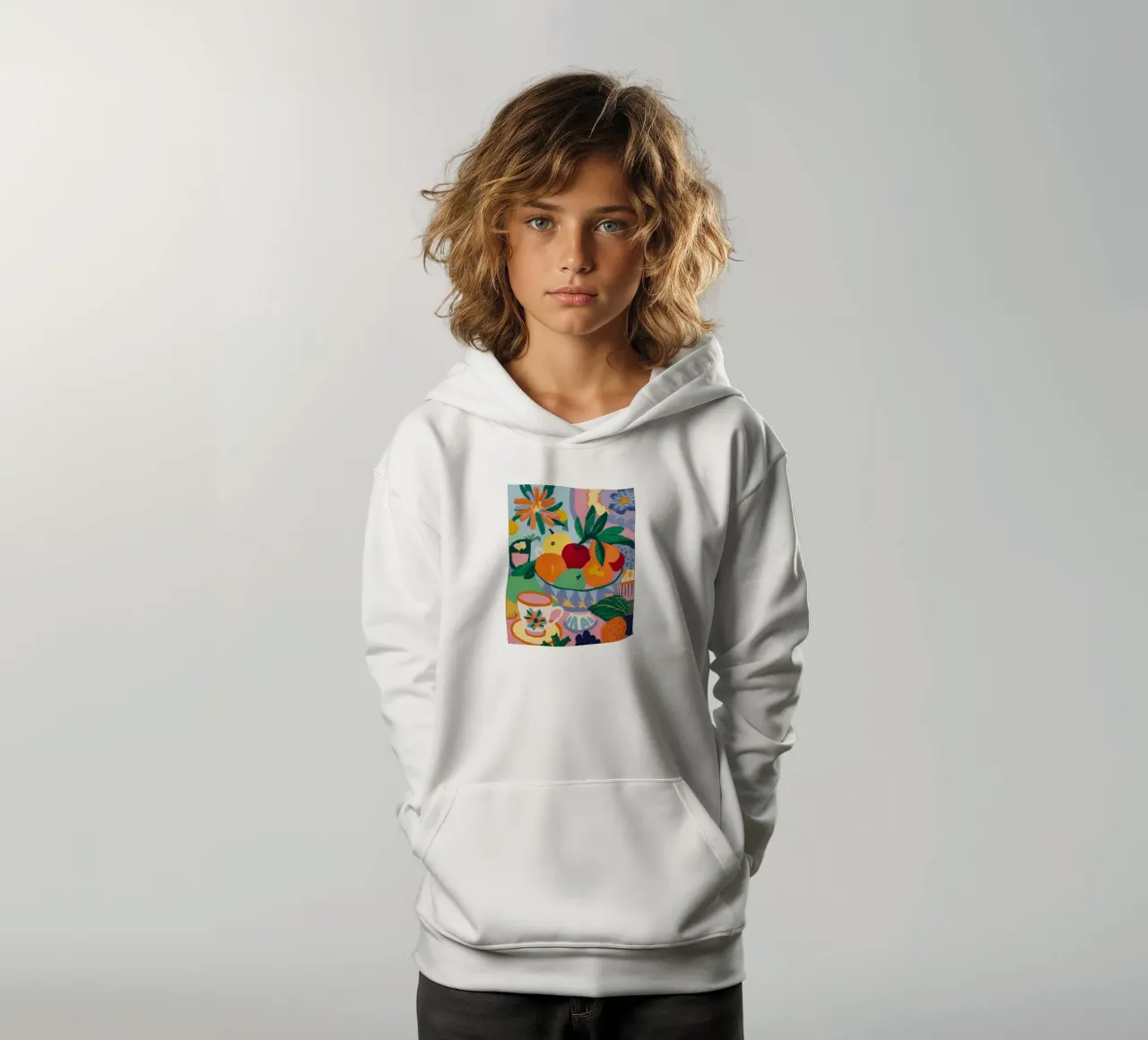 Gioia della colazione cromatica felpa bambino con cappuccio da Fable Tempa