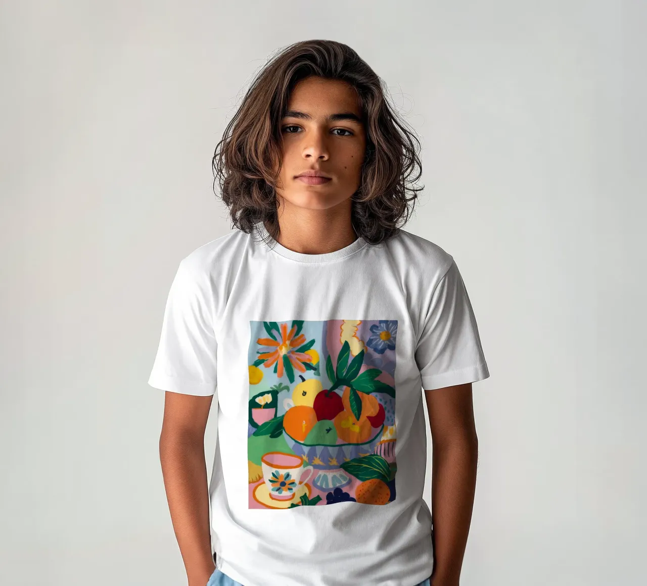 Gioia della colazione cromatica t-shirt bambini da Fable Tempa