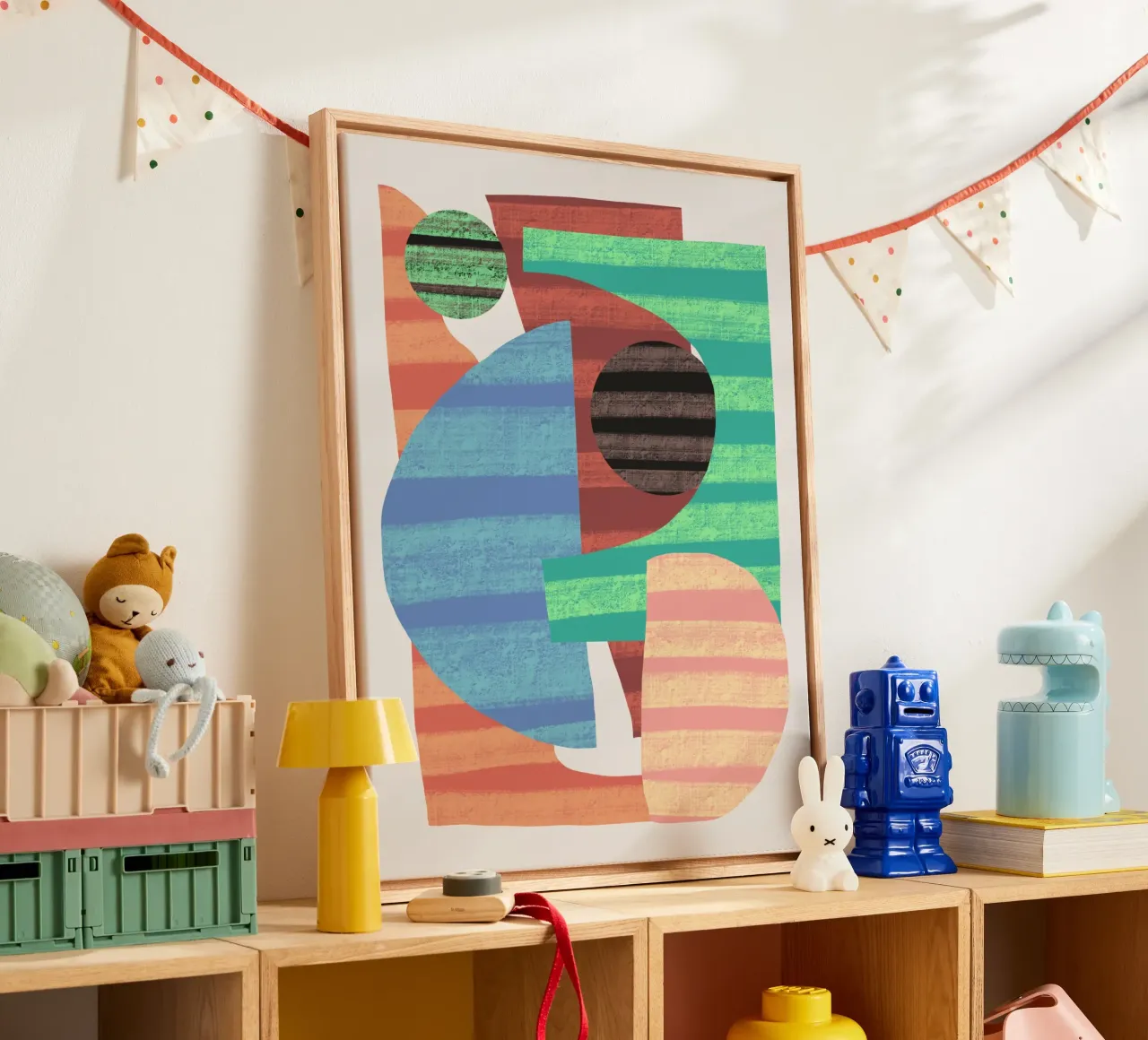 Composition de formes ludiques 4 toile avec Caisse américaine de Little Dean