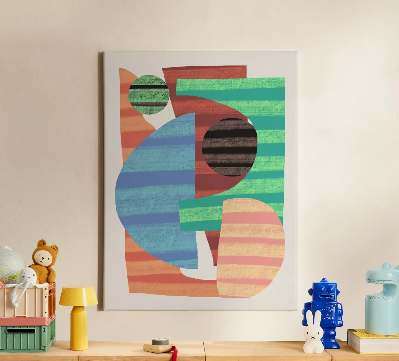 Composition de formes ludiques 4 toile avec Caisse américaine de Little Dean