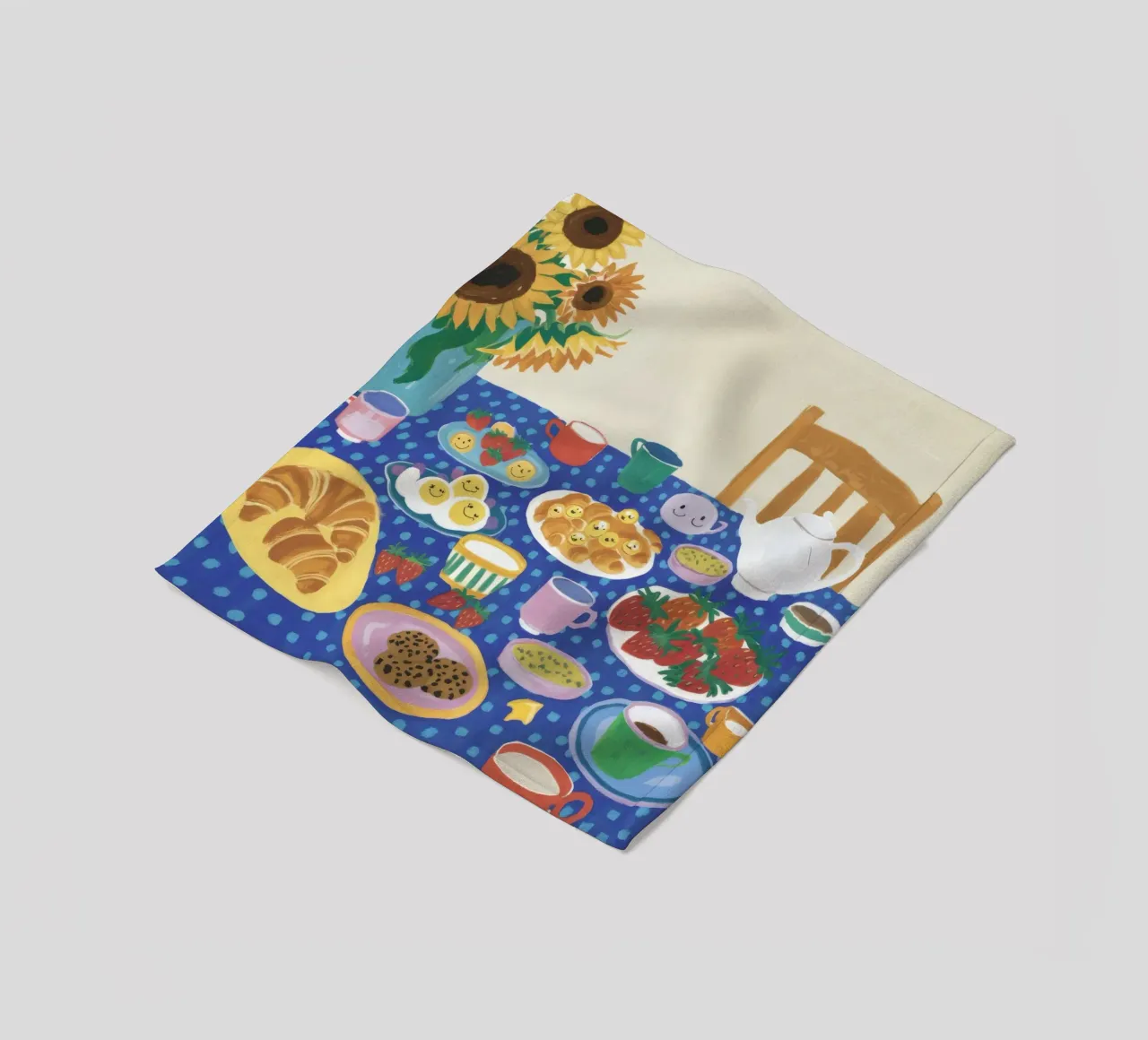 Bountiful Blue Table fleece blanket by Dawn Light