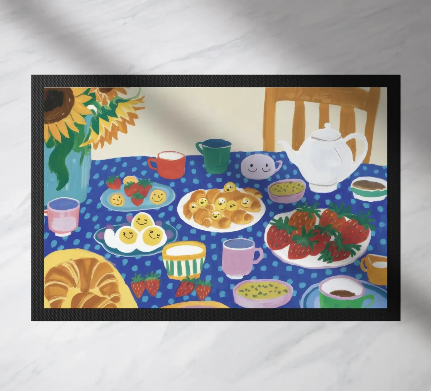 Bountiful Blue Table doormat by Dawn Light