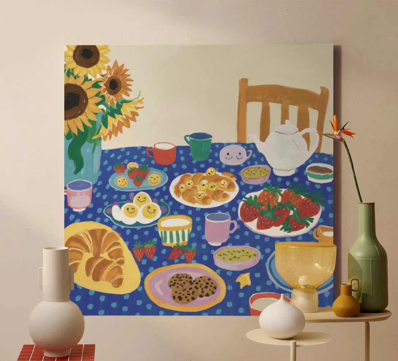 Bountiful Blue Table canvas by Dawn Light
