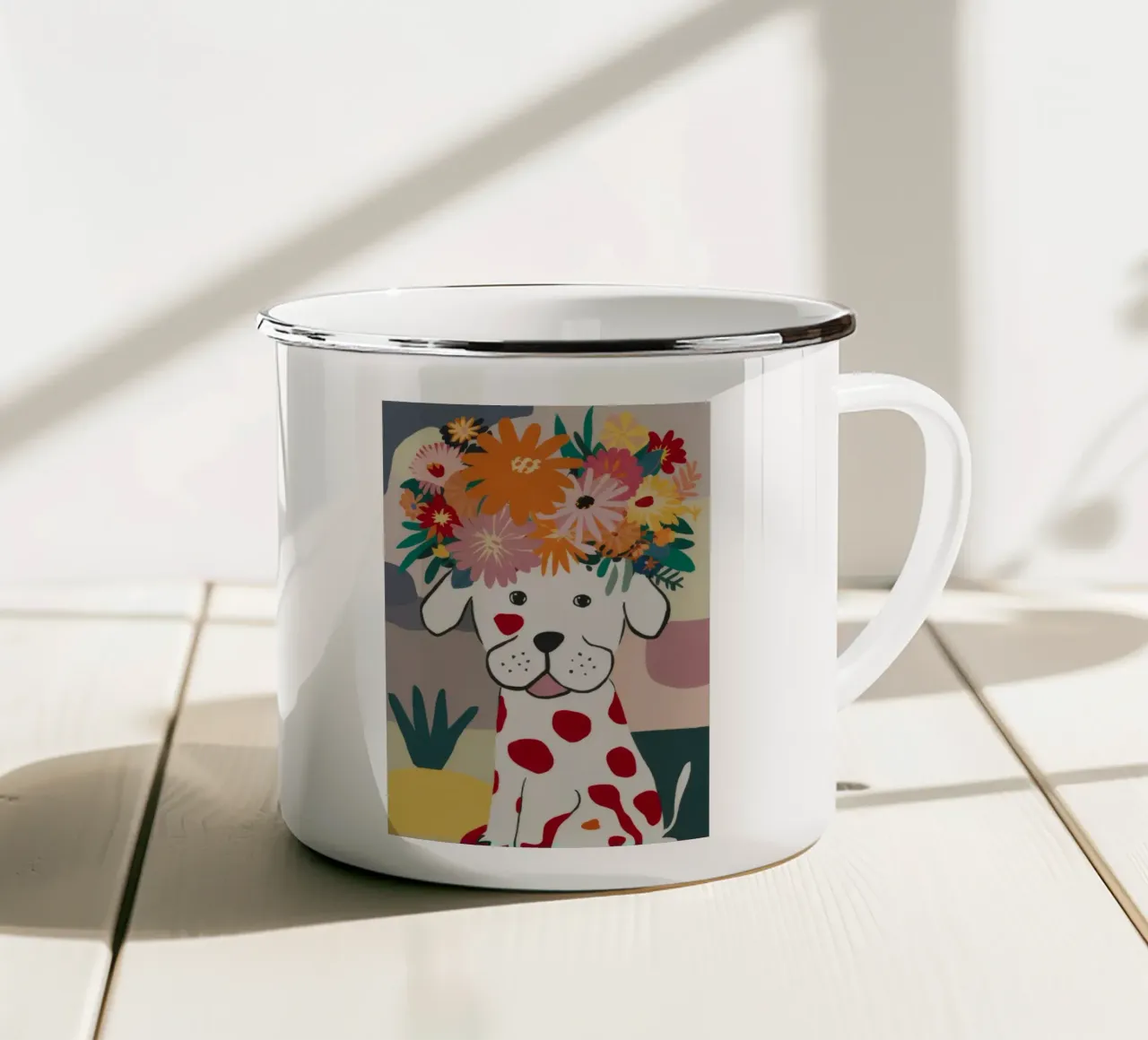 Sogno ad occhi aperti floreale canino tazza in smalto da Fable Tempa
