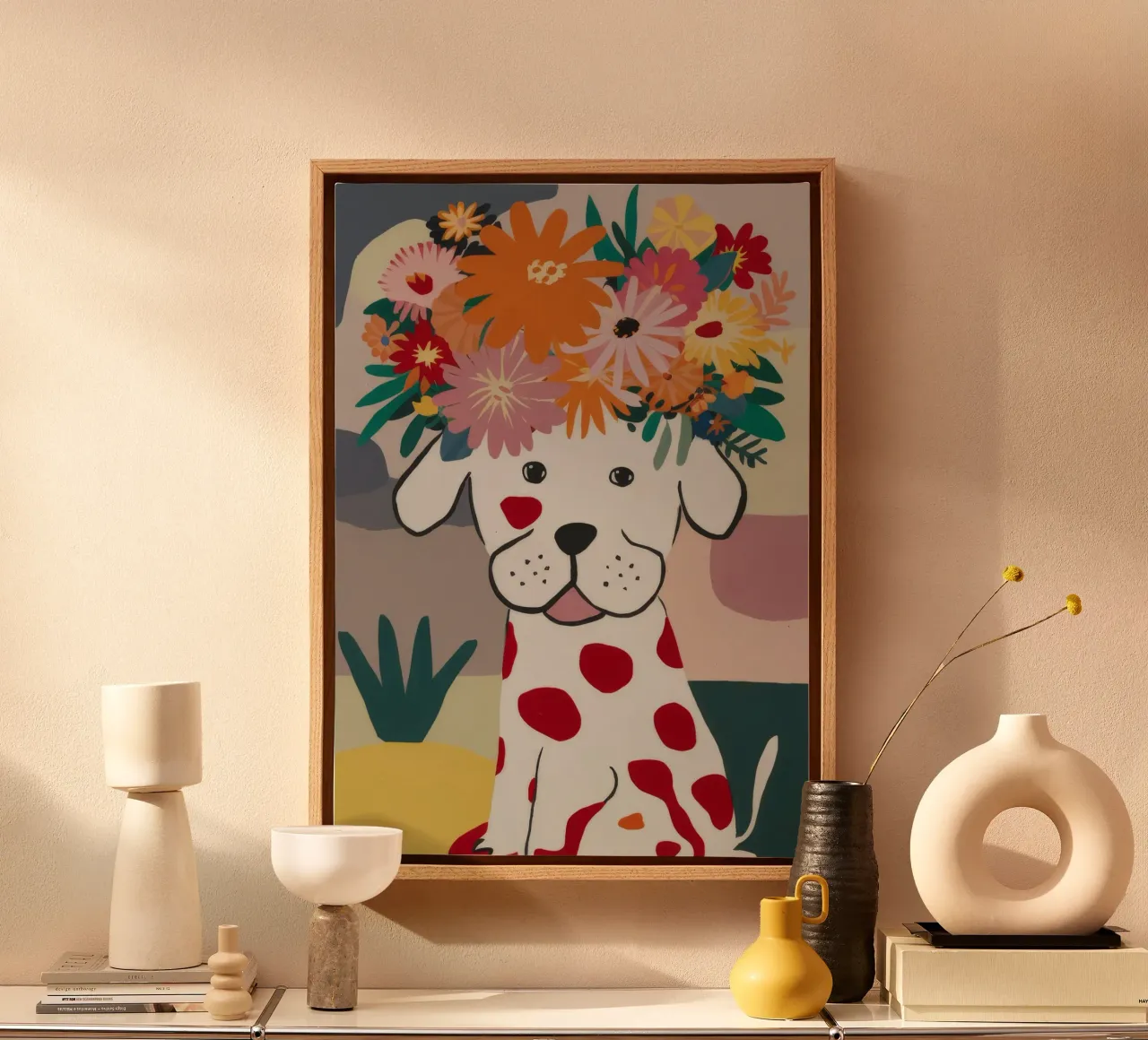 Kynologische bloemen dagdroom canvas met Baklijst van Fable Tempa