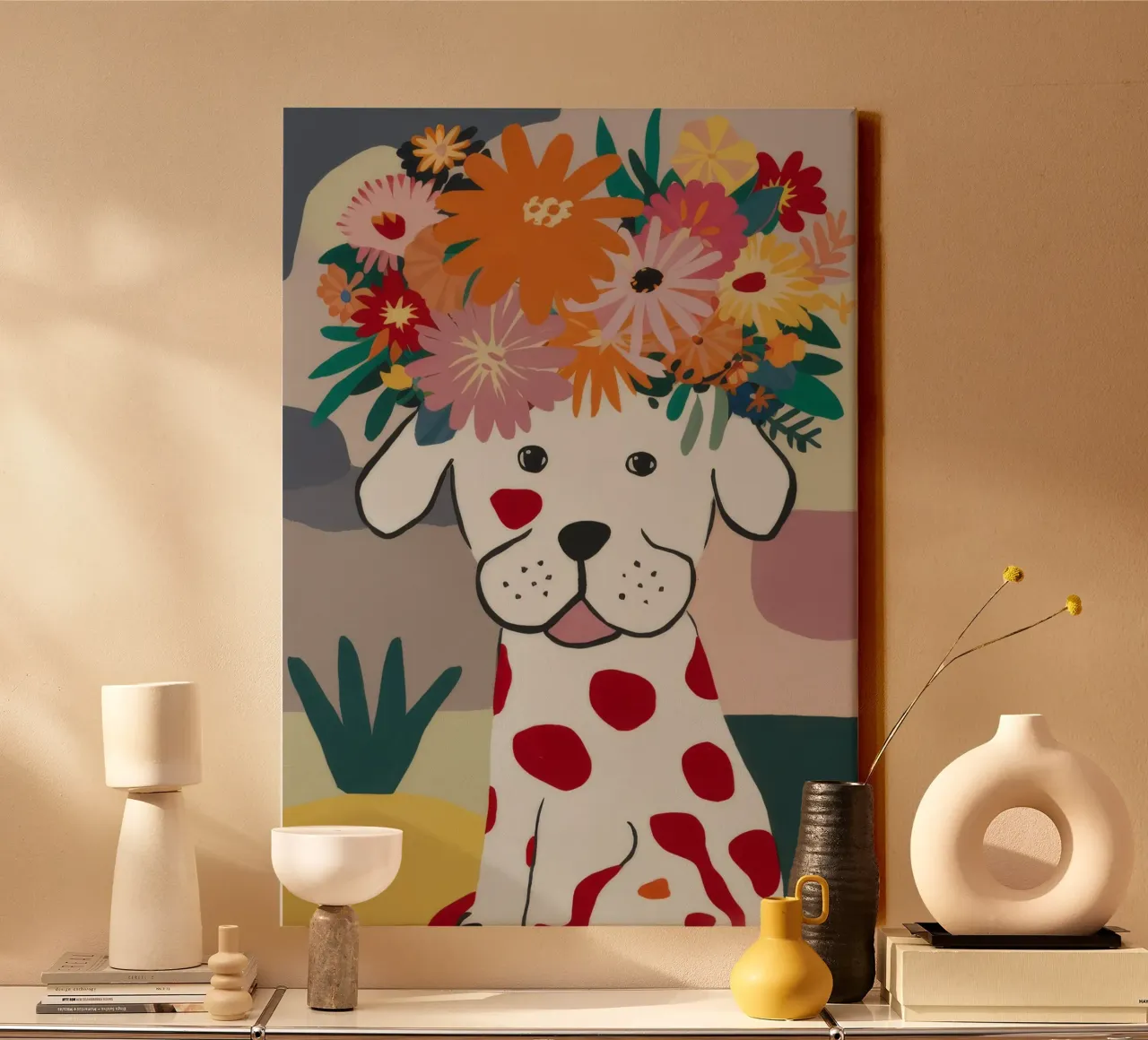 Kynologische bloemen dagdroom canvas met Baklijst van Fable Tempa