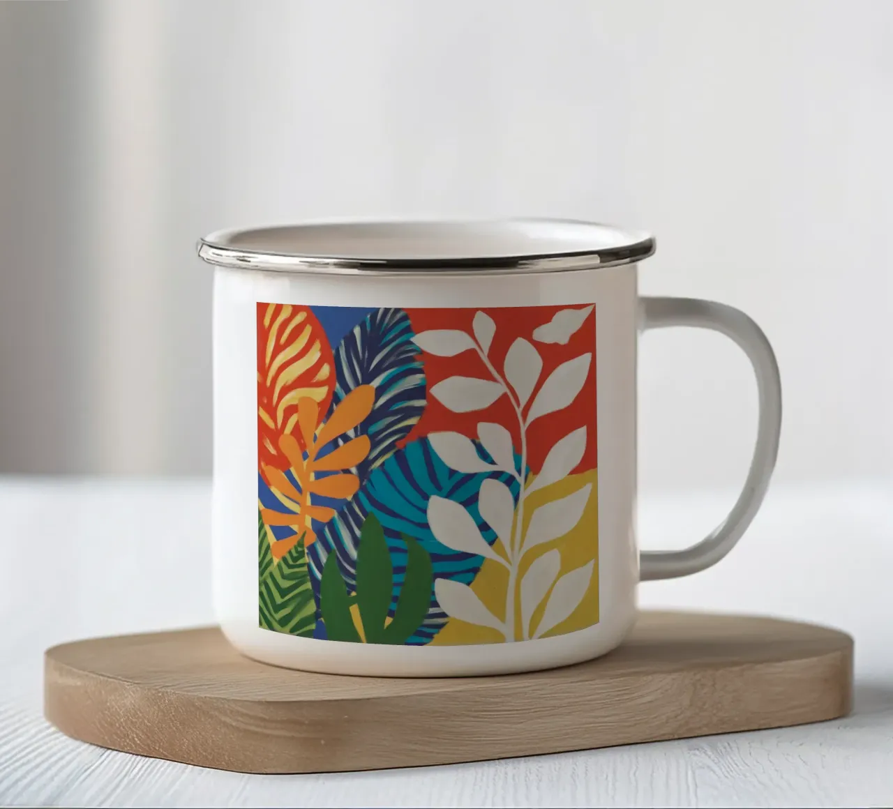 Fogliame invernale cremisi tazza in smalto da Dawn Light