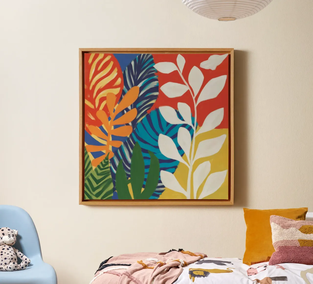 Karmijnrood wintergroen canvas met Baklijst van Dawn Light